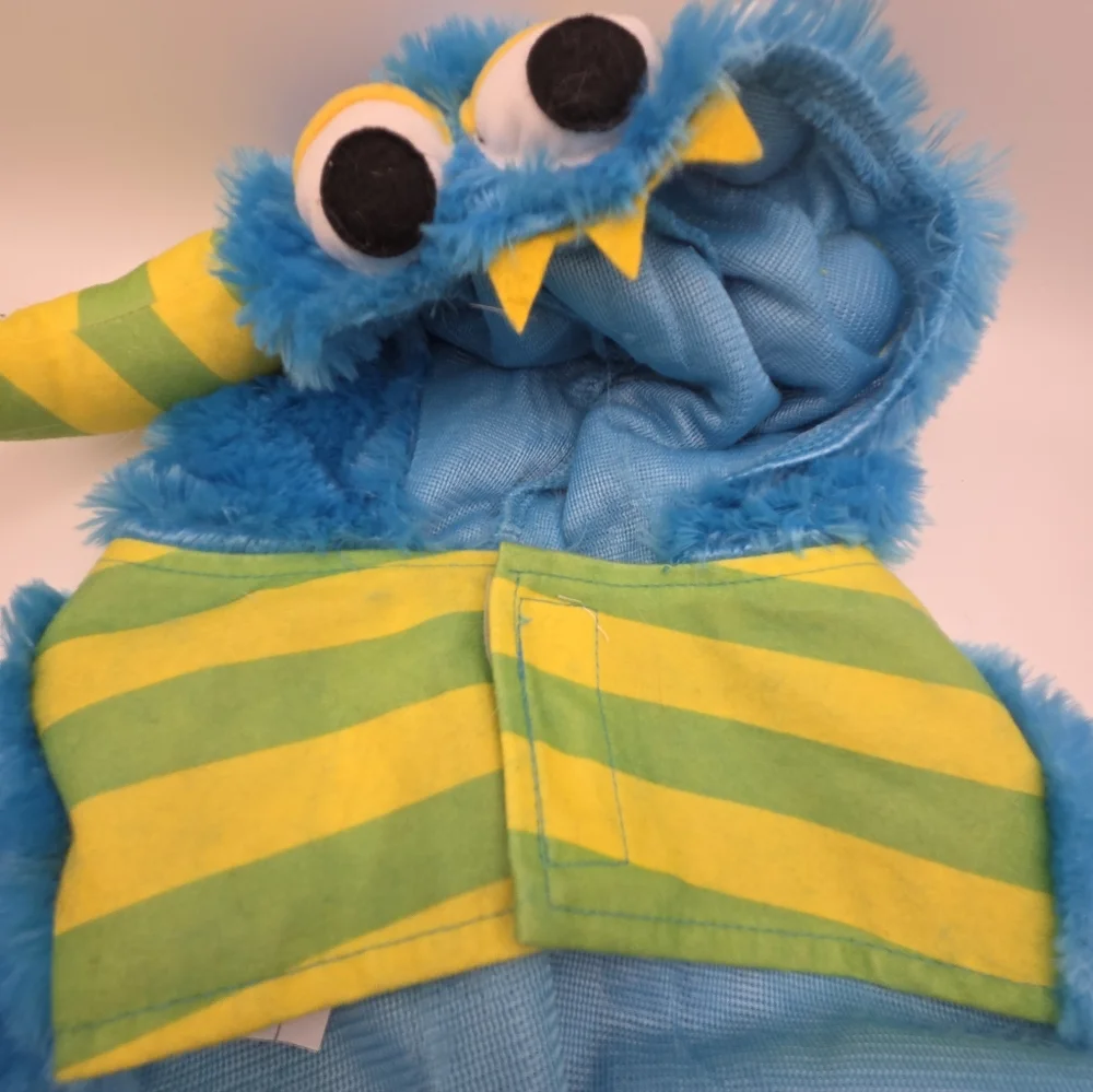 Sweet Cheeks Blue Green Monster Hooded Dog Costume Large